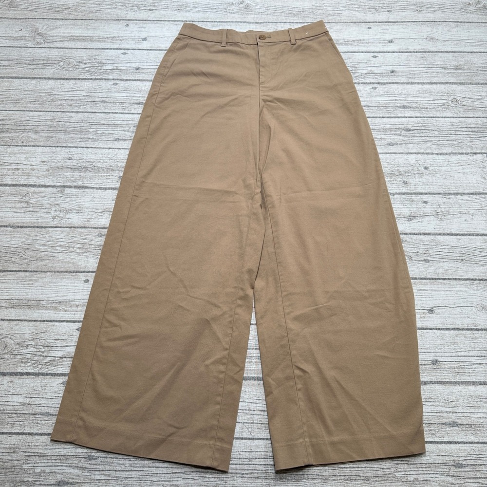 Uniqlo Chino Pants Women's Medium Brown High Rise Wide Leg Baggy Utility Trouser